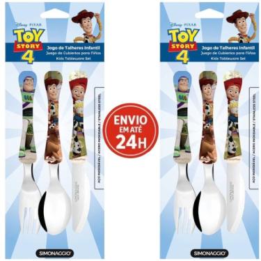 Imagem de Kit Com 2 Talher Infantil Carros Inox Simonaggio Disney Garfo e Faca, 