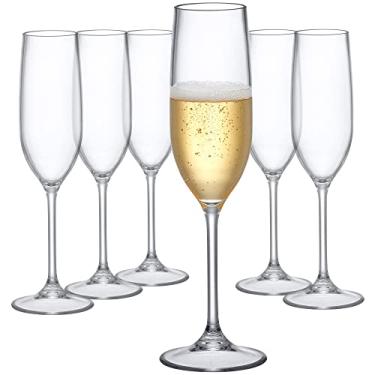 Imagem de Amazing Abby - Crystal – Taças de champanhe Tritan inquebráveis de 236 ml (conjunto de 6), taças de vinho de plástico, reutilizáveis, sem BPA, laváveis na lava-louças, perfeitas para piscina, ao ar livre, acampamento e mais