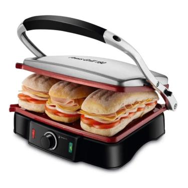 Imagem de Sanduicheira Mondial Press Grill 180° Red Ceramic Preto/Inox 2000W 127V - PG-02