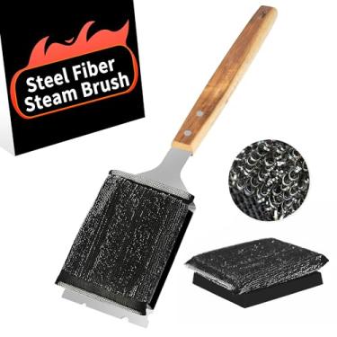 Imagem de Rixordd Escova e raspador para churrasqueira sem cerdas - Limpador de churrasco resistente com alça estendida