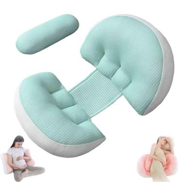 Imagem de Travesseiro De Gravidez, Travesseiro PortáTil De Gravidez Para Dormir, Suporte ConfortáVel Para A Barriga, Para Costas, Quadris E Pernas, Com Capa De RemovíVel E AjustáVel (Green)