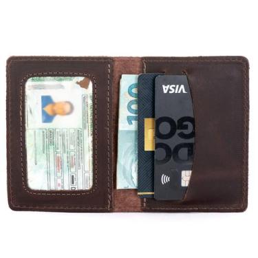 Imagem de Mini Carteira Masculina de Couro Legitimo Pequena Porta Cartão CNH - L