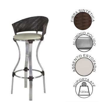 Imagem de Banqueta Conforto Alta Alumínio Fibra Tab./Gelo - Panero Móveis