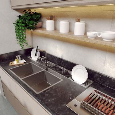 Imagem de Canal Organizador Em Aço Escovado Pia úmida Em Inox Calha