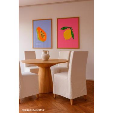 Imagem de Conjunto Duas Cadeiras de Jantar Veste em Linho Cinza com Pés em Carva