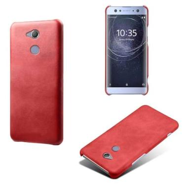 Imagem de Capa para Sony Xperia XA2 Ultra,Proteção contra quedas,Casca de volta de cor sólida simples,Design de couro de imitação de plástico-Red