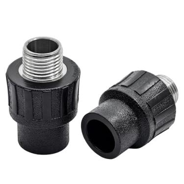 Imagem de 20 mm Slip x G1/5.1 cm macho metal rosca PVC adaptador de encaixe de tubo, soquete x G macho rosca PE conector adaptador de encaixe de tubo (2 peças, preto)