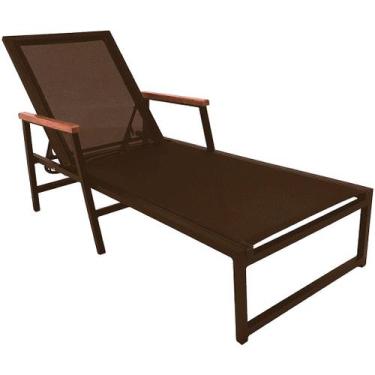 Imagem de Espreguiçadeira de Piscina Frésia Amélia Alumínio e Tela Sling Braços 