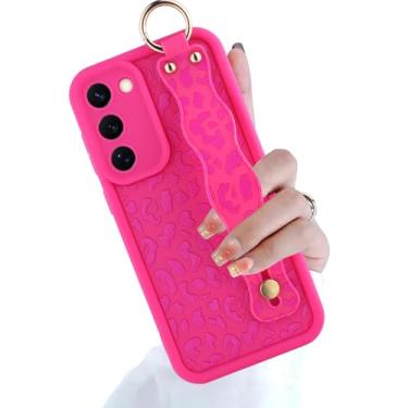 Imagem de LSL Compatível com Samsung Galaxy S23 5G, capa de telefone de silicone guepardo para mulheres e meninas, pulseira com suporte para câmera, proteção à prova de choque, capa fina de 6,1 polegadas
