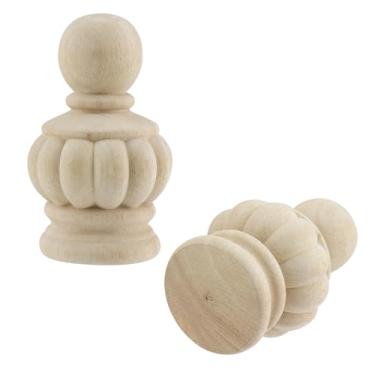 Imagem de Chinflly Acabamentos de madeira decorativos, 12,4 cm de altura x 7,5 cm de largura para acabamento de poste de cama, varão, escadas, artesanato faça você mesmo, acabamentos de madeira inacabados para