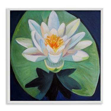 Imagem de Stupell Industries Design de arte giclée emoldurado branco de lótus e lírio elegante por Violeta Vollmer, 17 x 17