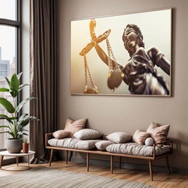 Imagem de Quadro com Moldura Sala Quarto Justiça Balança Escritório Decorativo Horizontal Grande Hall