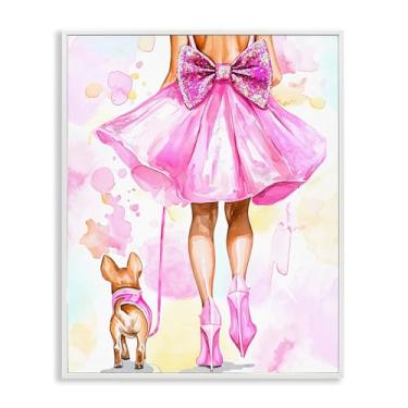 Imagem de Stupell Industries Walking The Runway Gal Design de arte giclée emoldurado branco por Jess Stempel, 20 x 16