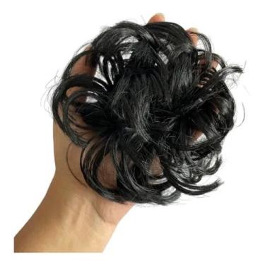 Imagem de 2 Coque Aplique Grego Elástico cabelo Sintético Rabico - ANAS, Preto