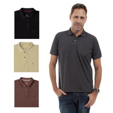 Imagem de Kit 4 Camisa Polo Masculina Pique Premium com Bolso Casual-Masculino