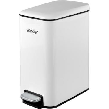 Imagem de Lixeira Retangular 5 Litros Inox Branca 6356005002 Vonder