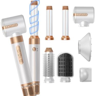 Imagem de Escova para secador de cabelo 17,8 cm Um, varinha de cachos autowrap, secador de cabelo iônico negativo de alta velocidade de 110.000 RPM com concentrador difusor, modelador de ar de escova redonda