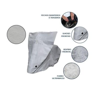 Imagem de Capa Protetora Moto Sol Chuva Premium Cinza Kahawai, GG