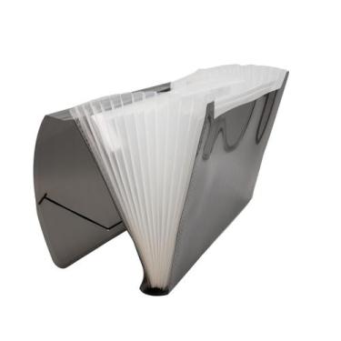 Imagem de Pasta Sanfonada Oficio 12 Divisórias Plástica Cristal Fumê Plascony - 