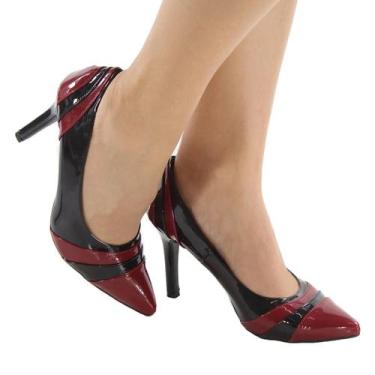 Imagem de Scarpin Salto Fino 9Cm Preto/Bromélia Verniz ER273 - Emília Ribeiro, P
