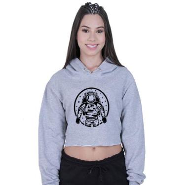 Imagem de Cropped Moletom Feminino Astronauta Universo - Lafre, Cinza, M