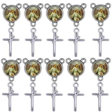 Imagem de Crucifixo + Entremeio Anjo da Guarda 40 Peças para terço - Tudo Em Met