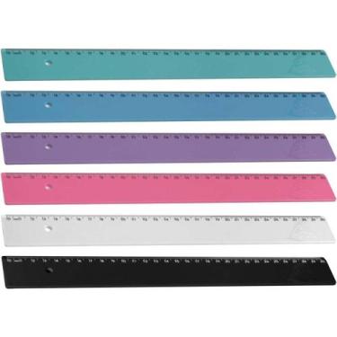 Imagem de Régua De Poliestireno Colorida Pastel Sortida 30Cm Com 06 - Gna