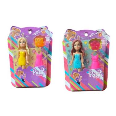 Imagem de kit 2 Bonecas pequena Fashion c/ acessórios e Anel Brinquedo - Patty A