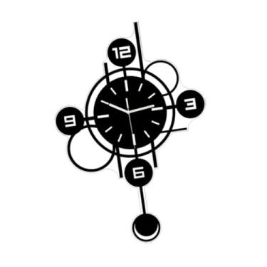 Imagem de predolo Relógio de parede de pêndulo, decoração para casa, ornamento, presente, acrílico, resistente, minimalista, relógio de pendurar, de parede de pêndulo, Preto 50cm