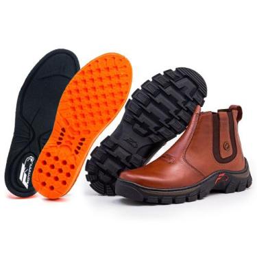 Imagem de Botina Bota Masculina Couro Confortável Palmilha Gel Solado Tratorado 