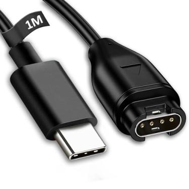 Imagem de HAOZHI Cabo Carregador Compatível para Garmin Fenix 8 E 7 7S 7X 6 6X 6S Pro 5 5S 5X Plus,Forerunner 55 165 965 955 265 255 245,Approach S62,Vivoactive 6 5 4,Venu 3 3S Sq 2,Instinct 2X (Tipo C-Preto)