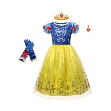 Imagem de Vestido De Princesa Branca De Neve Para Meninas Com Capa Fantasia De F