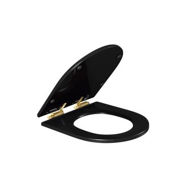 Imagem de Assento Poliester Ébano com Slow Close e Ferragem Gold para os Modelos Carrara, Nuova, Link e Duna AP237 - Deca