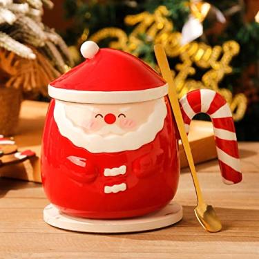 Imagem de Caneca de Papai Noel 3D fofa xícara de café de Natal com tampa chá de cerâmica cerveja água leite original xícaras de café da manhã bebidas presente