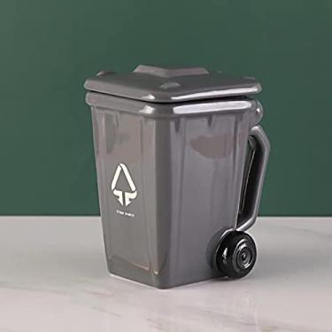 Imagem de 1 peça lata de lixo criativa copo de água 400 ml caneca de café de cerâmica com tampa presente de alto valor copos estranhos preto verde