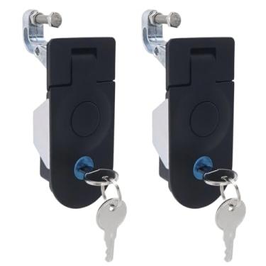 Imagem de Mewutal 2 peças de travas de compressão com botão de pressão preto revestido em pó de aço carbono RV fechaduras de porta com chaves, travas de alavanca grandes seladas para serviço pesado, reboques