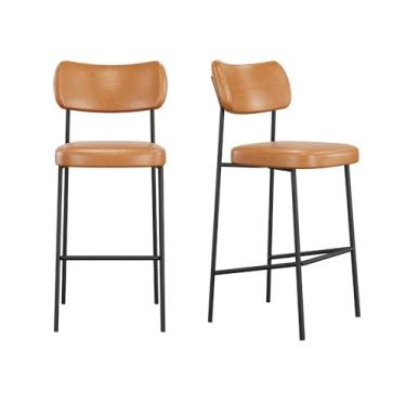 Imagem de Conjunto 2 Banquetas Alta Stela para Cozinha Courino Whisky - Belliv Decor