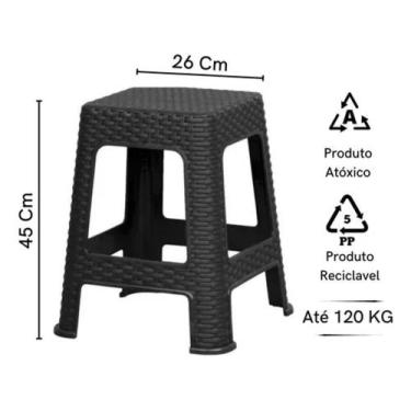Imagem de Banqueta plastica acabamento rattan suporta até 120kg - Topplast, BRAN