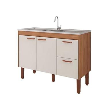 Imagem de Gabinete de Cozinha com 2 Portas Balcão para Pia 100% MDF (Freijó/Off-White)