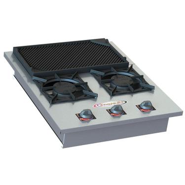 Imagem de Fogão 2 Bocas de Embutir Baixa Pressão 2 QS com Chapeira Inox SL13002-I Itajobi