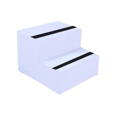 Imagem de Escada Auxiliar C/ Fita Anti Derrapante 2 Degraus Branco Em Mdf