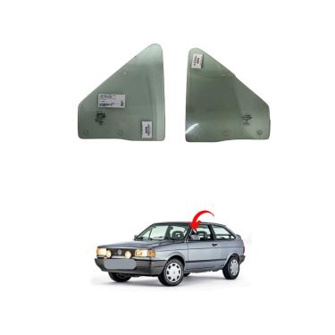 Imagem de Par de Vidros Quebra Vento Gol Quadrado Com Furo Verde