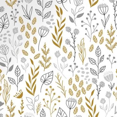 Imagem de ESSMOKO Papel de parede moderno série flor PVC autoadesivo papel de parede sala de estar quarto escritório fundo adesivo de parede branco 45 * 500 cm