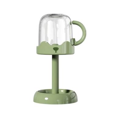 Imagem de ARFUKA Suporte de escova de dentes de 4 compartimentos com tampa de copo organizador de balcão de banheiro para pasta de dente e escovas de dentes elétricas verde