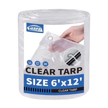 Imagem de TARPAL Lona transparente de 1,8 x 3,6 m, lona pequena impermeável com ilhós e bordas reforçadas para pátio, varanda e planta ao ar livre, galinheiro, jardim, areia para gatos