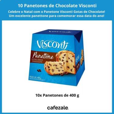 Imagem de 10 Panetones Visconti Gotas De Chocolate 400G, Pannetone