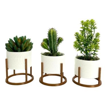 Imagem de Kit 3 Vasos Decorativos Mesa Centro Sala Preto Branco (Branco)