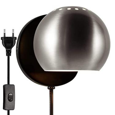 Imagem de Luminária de cabeceira em formato esférico retrô de metal preto abajur esférico para quarto sala de estar corredor escadas