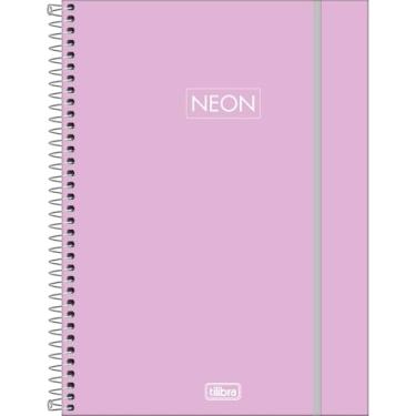 Imagem de Tilibra - Caderno Espiral Capa Plástica Universitário 10 Matérias Neon Fit Feminino 160 Folhas - Capa Rosa Claro