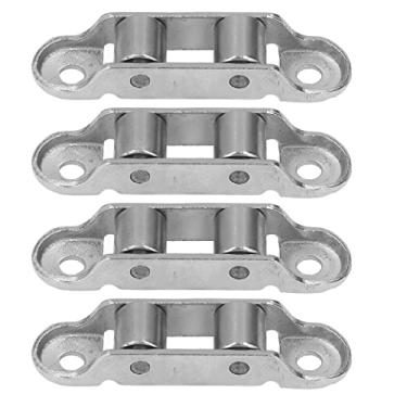 Imagem de Rolos de porta deslizante de aço inoxidável 4 peças conjunto de polia de baixo ruído de acionamento duplo para janelas deslizantes e armários resistentes à ferrugem durável fácil